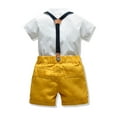 thumbnail image 5 of Odeerbi Baby Boys Clothes Toddler Outfit 2025 Fashion Short Sleeve Blouse Tie Solid Color Overalls Gentleman's Suit White, 5 of 9