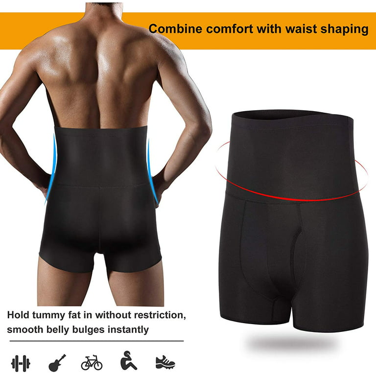 Gotoly Men Tummy Control Shorts High Waist Slimming Underwear Body Shaper  Seamless Belly Girdle Boxer Briefs(Black Small) 