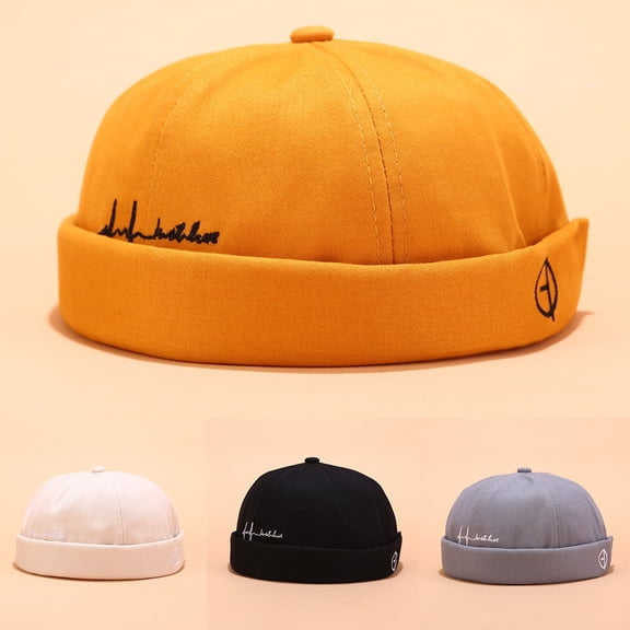 Helii Men and Women Hat Cotton Solid Color Brimless Cap – Casual Mechanic Sailor Hat