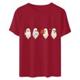 thumbnail image 4 of Cadeau de Saint-Valentin pour Femmes, T-shirt Décontracté à Manches Courtes et Col Rond avec Imprimé Arbre de Noël, 4 of 6