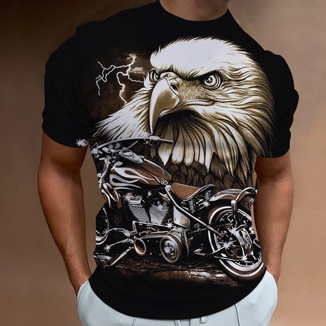 Camiseta con estampado de motocicleta 3D para hombre, camisa clásica Vintage de manga corta para hombre, camisas de motorista de paseo callejero, Tops de gran tamaño