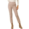 thumbnail image 1 of Pantalones de trabajo de mujer Inspire Chic de cintura alta, con elástico en la parte posterior, de longitud hasta el tobillo, talla XL, color marrón y rosa, 1 of 7