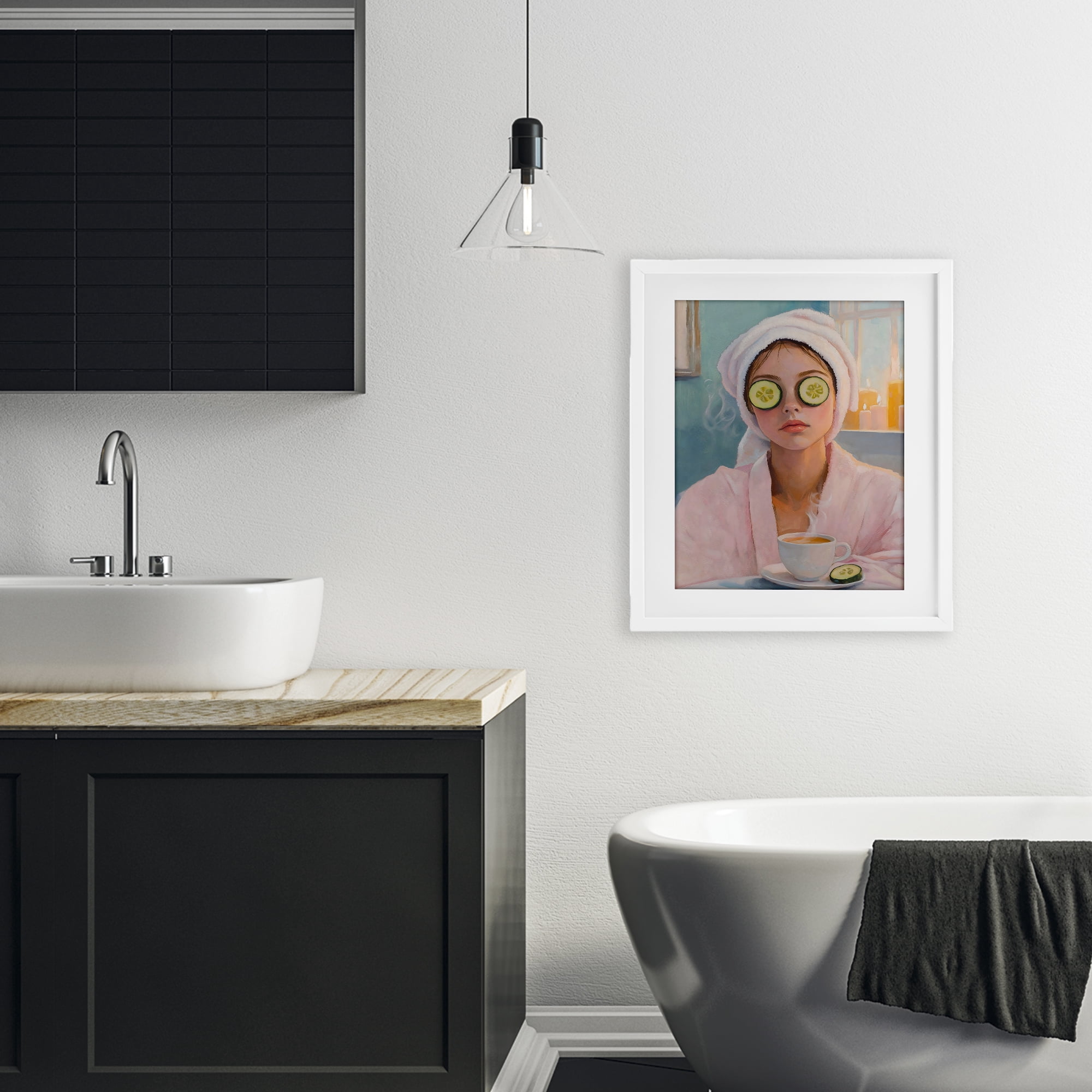 Stupell Industries Spa Day Cucumber Self Care White Framed Print Under Glass, design by The Prints Vibe