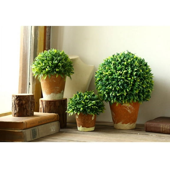 Artificial Potted Plant 5" Green Mini Plastic Artificial Plants Faux Topiary