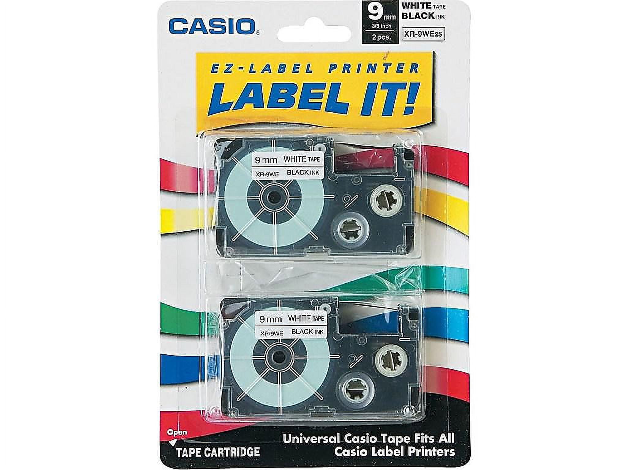Tape Cassettes for KL Label Makers 0.37" x 26 ft, Black on White, 2/Pack