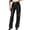 Black, variant on Joernso Women High Waist Solid Color Retro Long Pants Slim Fit Straight Wide Leg Side Pockets Faux Leather Street Party Trousers