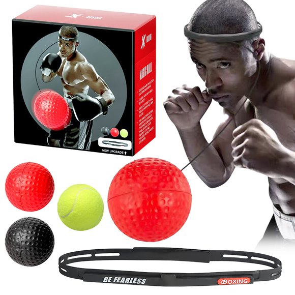 Ensemble de Serre-Tête de Balle Réflexe de Boxe de Jeu Boxbollen, Balle de Boxe Montée sur la Tête Balle de Décompression et de Relâchement, Balle de Vitesse pour l'Entraînement, la Mise en Forme et le Divertissement des Adultes et des Enfants
