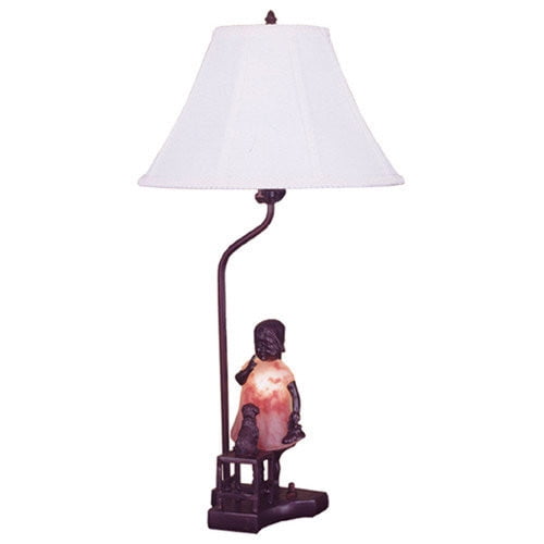 14.5"H Silhouette Girl With Kitten Accent Lamp