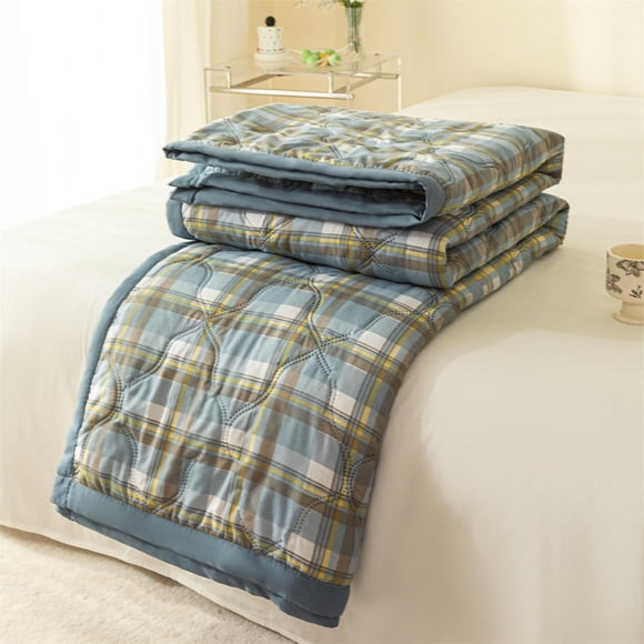 ZZkhGO Soft Skinfriendly Washable Printed Summer Quilt, Breathable Airconditioning Quilt with Leaf Patterns, Lightweight Cotton Blanket for Bedrooms Dorms Travel