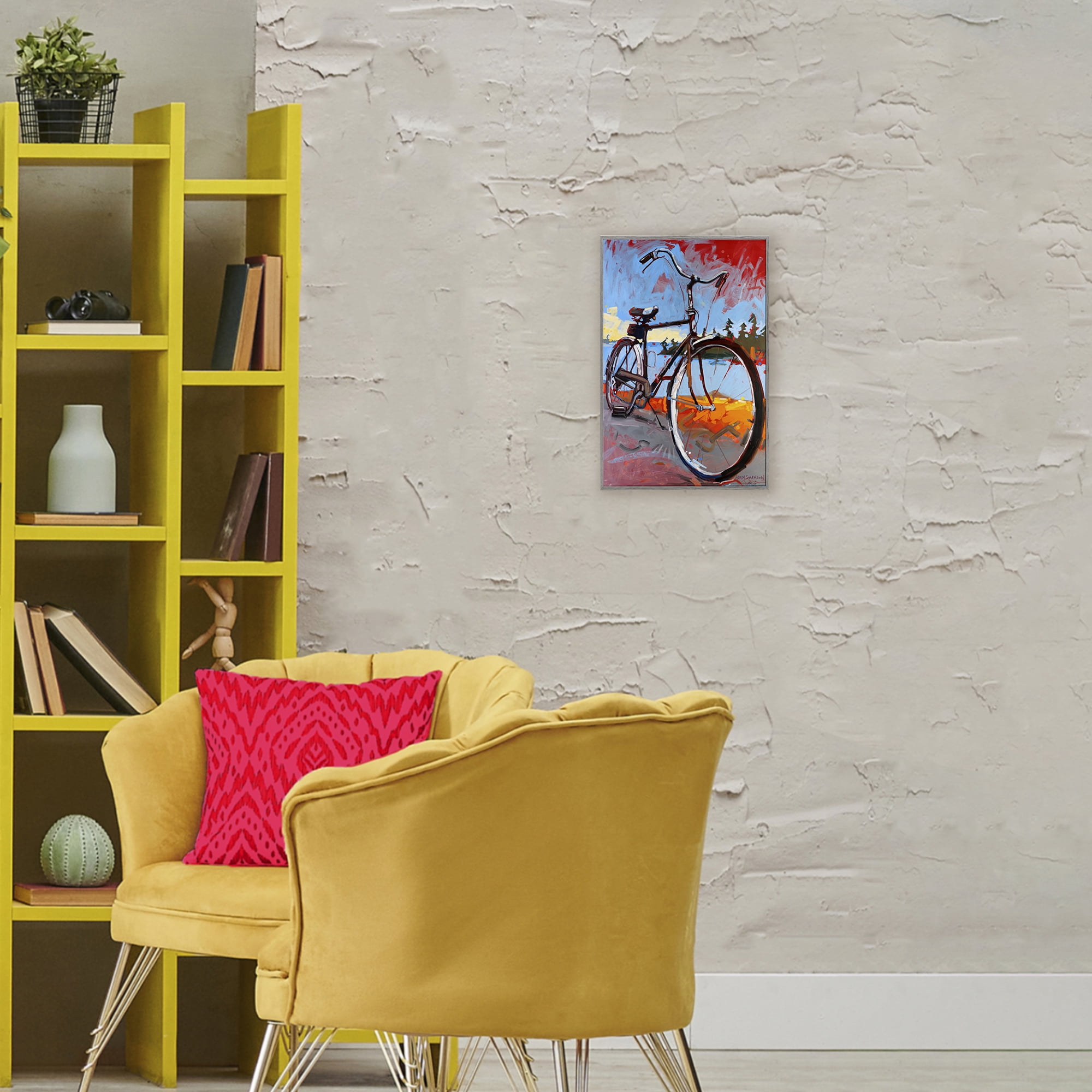 Tonight Bicycle Journey Gray Framed Giclee Art, design by Adam Swanson