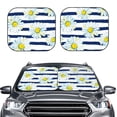 thumbnail image 2 of Kll Daisy Striped Nautical Windshield Sun Shade 2-Piece Foldable Car Front Window Sunshade For Most Sedans Suv Truck- Large, 2 of 7