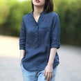 thumbnail image 3 of Chemise à Manches Mi-Longues Décontractée en Coton et Lin pour Femmes, 3 of 7