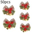 thumbnail image 2 of Mini decoraciones de lazos navideños, coronas rojas y de arpillera, pequeños lazos de árbol de Navidad para fiesta de bodas, 2 of 5