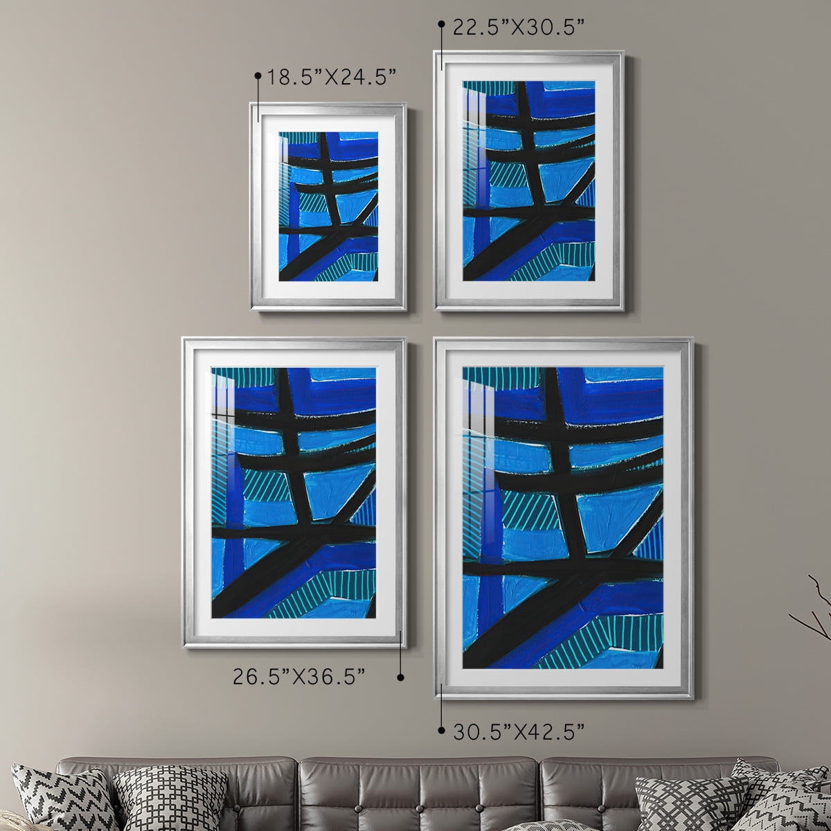 Wexford Home Involved Blues I Premium Framed Print, 26.5" x 36.5" - Ready to Hang, Silver (Set of 2)
