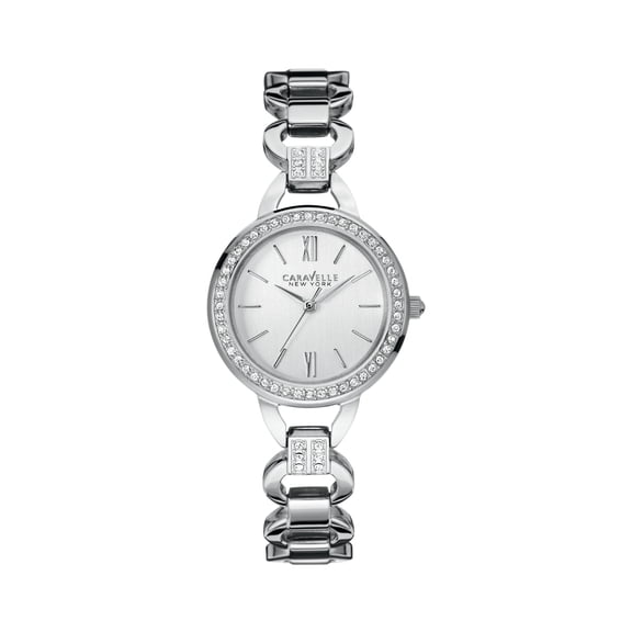 Caravelle Women's Stainless Steel Case and Bracelet White Dial Silver Watch - 43L180