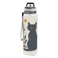 thumbnail image 2 of Sports Water Bottle 1000ML Tritan Food Grade Clear Water Bottle Fitness Outdoor Sports Bike Cute Black Cat, 2 of 7