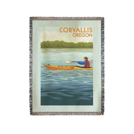 Corvallis, Oregon - Kayak Scene - Lantern Press Poster (60x80 Woven Chenille Yarn
