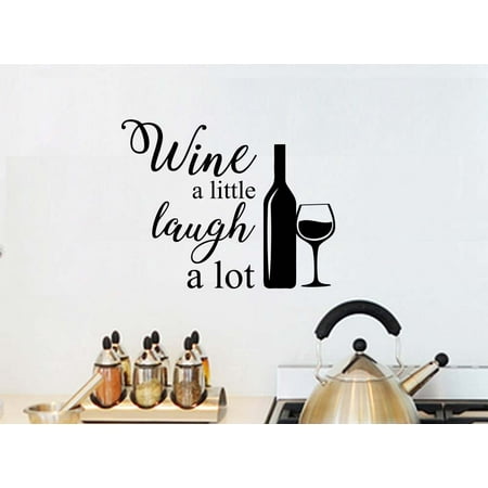 Wall Decor Jungle Accent Murals Wine a little laugh a lot love wall mural sticker art kitchen decor saying lettering stencil wall accents ()