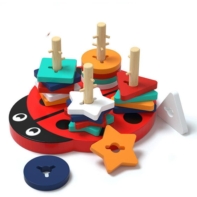 Twist Turn Wooden Stacking Sorting Game Wooden Shape Block Puzzles