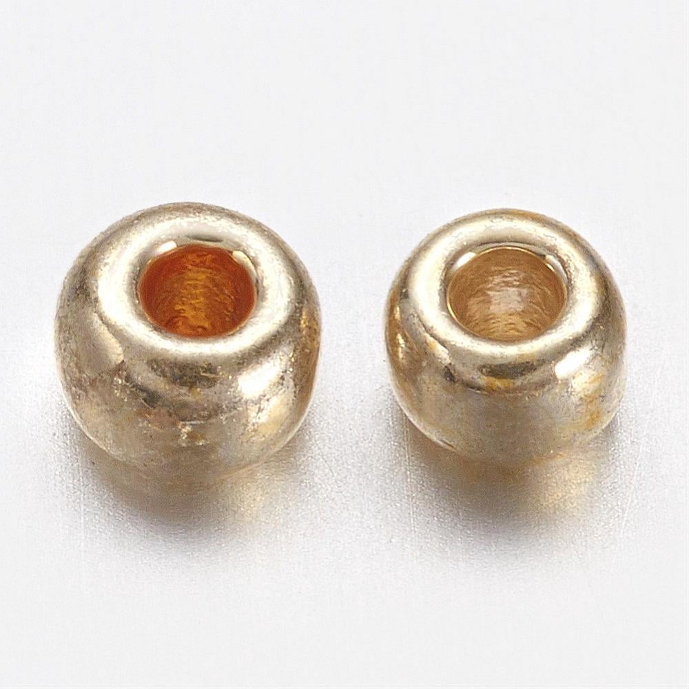 12/0 Electroplate Glass Seed Beads Round Hole Rocailles Light Gold Plated 2x2mm Hole: 0.5mm 36000pcs/450g 1Pound