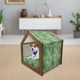thumbnail image 3 of Leaf Pet House, Tropical Exotic Banana Forest Palm Tree Leaves Watercolor Design Image, Outdoor & Indoor Portable Dog Kennel with Pillow and Cover, 5 Sizes, Pale Green Dark Green, by Ambesonne, 3 of 5