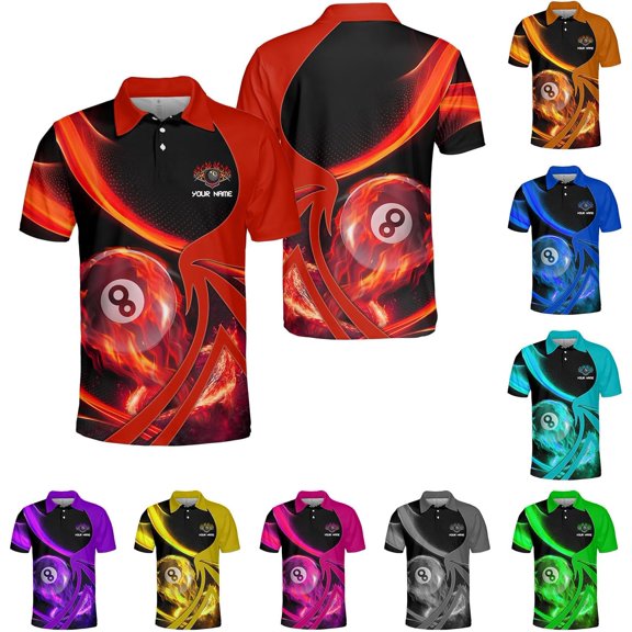 Personalized Billiard Polo Shirt Shirts Men Women Custom Name 3D Team Apparel Gift 8 Ball Pool S-5XL (Red, S)