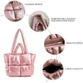 thumbnail image 4 of Kukuzhu Puffer Tote Bag for Women, Soft Fluffy Handbags Purse Light Down Cotton Padded Quilted Tote Bag, 4 of 7