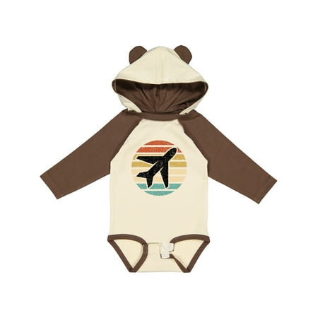 

Inktastic Airplane Pilot Vintage Sunset Gift Baby Boy or Baby Girl Long Sleeve Bodysuit