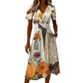 thumbnail image 4 of Halloween A Line Dresses for Women Short Sleeve V-Neck Casual Dress Halloween Gift, 4 of 5