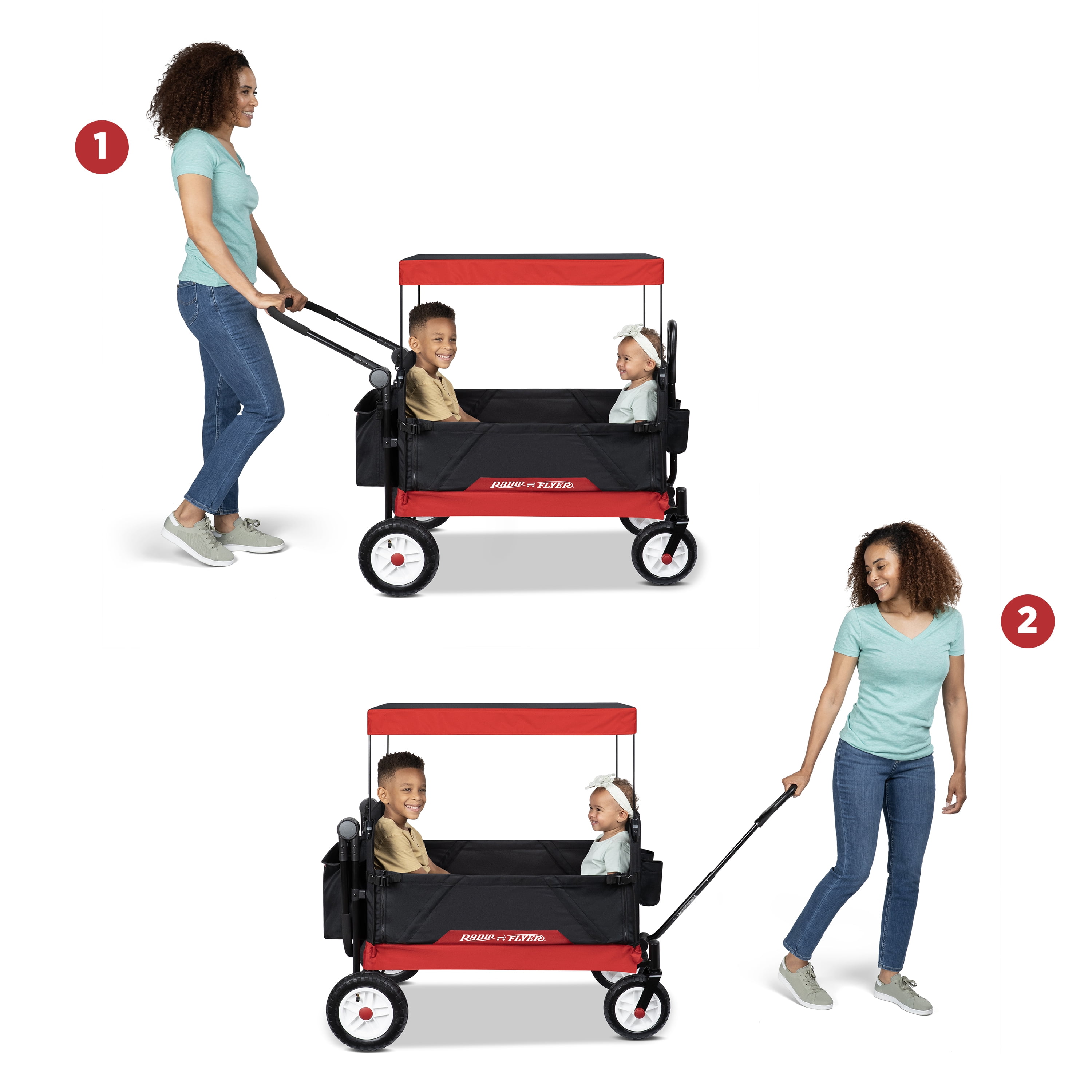 Radio Flyer All-Terrain Kid & Cargo Push Folding Wagon, Air Tires