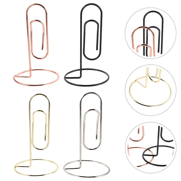 WRITWAA 4-Pack Metal Desktop Memo Holders with Multi-Color Clips, Perfect for Office, Business Meetings, and Organization