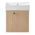 thumbnail image 5 of Resenkos 21.6" Modern Floating Bathroom Vanity with Ceramic Basin, Left Side Storage, Perfect for Small Bathrooms - Brown, 5 of 19