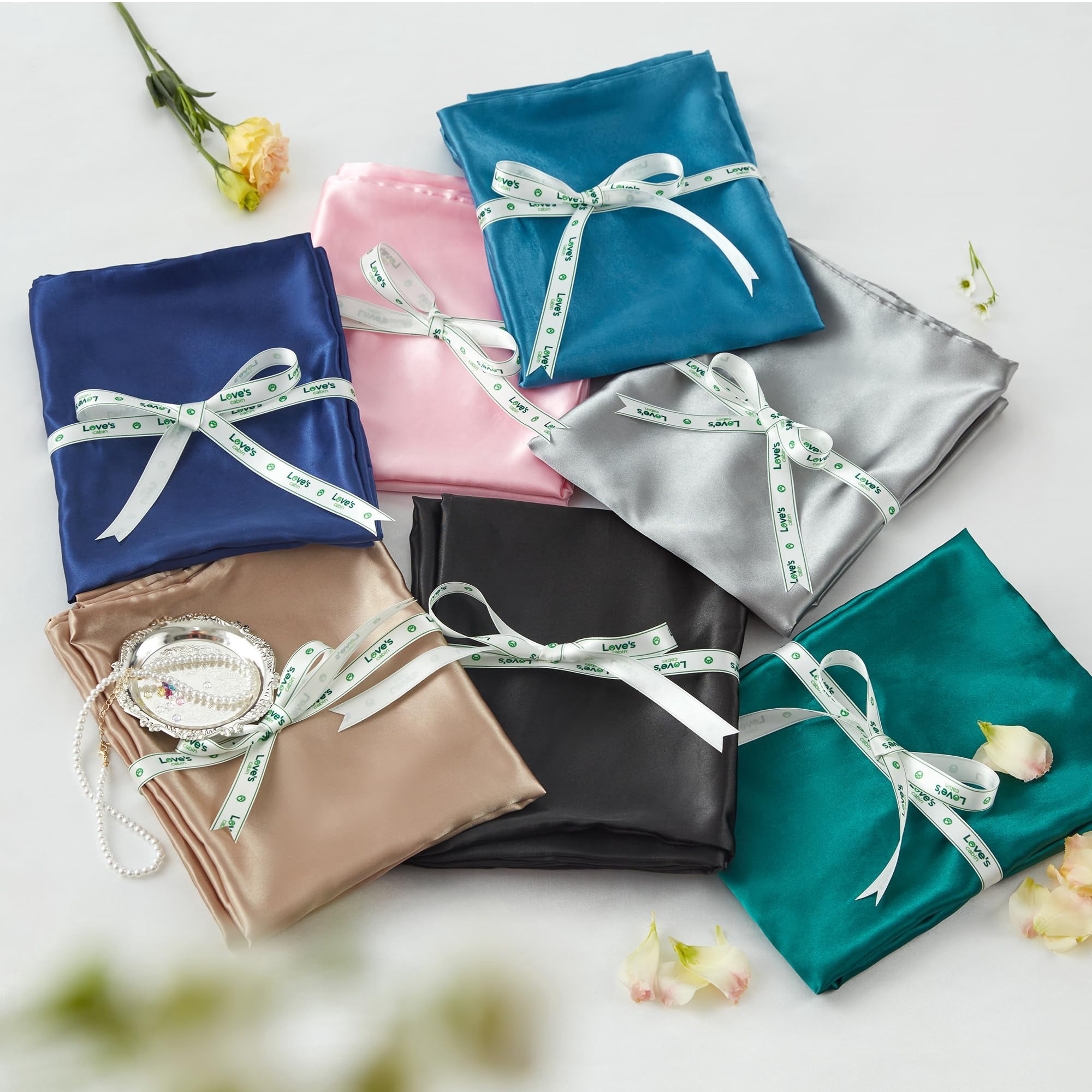 LOUDKS Satin Pillowcase Set of 2 Queen Size 20x30, Cooling Pillow Covers for Hair and Skin, Silky Smooth with Envelope Closure, Similar to Silk, White