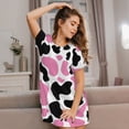 thumbnail image 3 of Disketp Cow Spots para Camisón Corto de Manga Corta para Mujeres, Camisón Cómodo con Escote Redondo, Bonito y Confortable, 3 of 6
