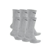 Nike Everyday Plus Cushion Crew Grey/Black Socks - 6 Pair Pack SX6897-063 Mens Large 8-12