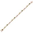 thumbnail image 2 of Gem Stone King 18K Rose Gold Plated Silver Green Tourmaline and Green Peridot and White Lab Grown Diamond Bracelet for Women (2.47 Cttw, Gemstone October Birthstone, Round 4MM, 7.5 inch), 2 of 6