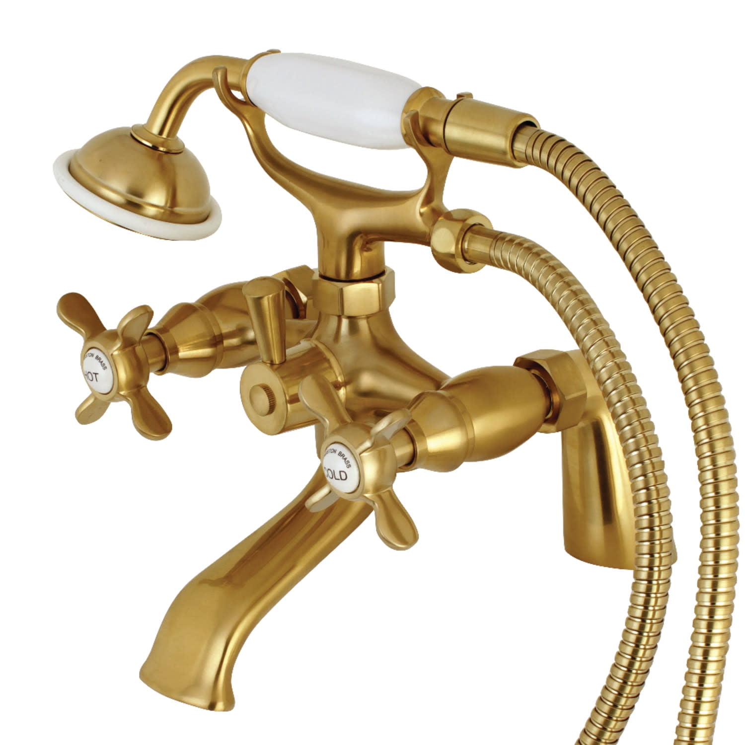 POLISHED BRASS CLAWFOOT TUB FILLER with POR LEVER/PL POLISHED BRASS CLAWFOOT TUB FILLER with POR LEVER/PL
