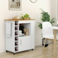 thumbnail image 2 of Gymax Kitchen Cart on Wheels Mobile Kitchen Storage Island w/ 6-Bottle Wine Rack, 2 of 10