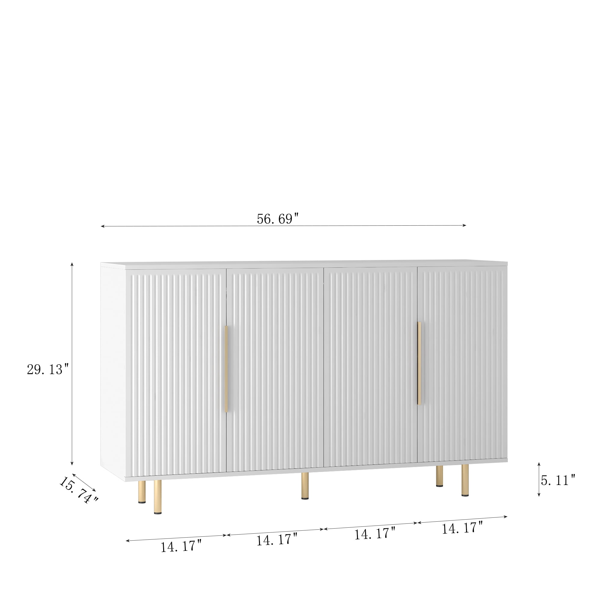 Aukfa Sideboards Buffet Cabinet with Drawers & Adjustable Shelves,Accent Cabinet Console Table,White