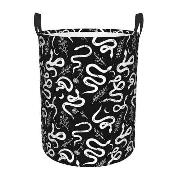 Balery Hand Drawn Snake Cesta de ropa redonda con asas, impermeable, independiente, para ropa, juguetes, dormitorio y familia-Medium