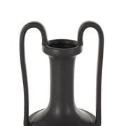 DecMode 20 Fluted Urn Shaped Black Ceramic Vase with Arch Handles