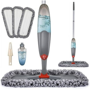 BCOOSS Spray Mop for Floor Cleaning,Microfiber Floor Mop Dry Wet Mop Spray with 3 Washable Mop Pads & 635ML Refillable Bottle, Dust Cleaning Mop for Hardwood Laminate Tile Floors, Black