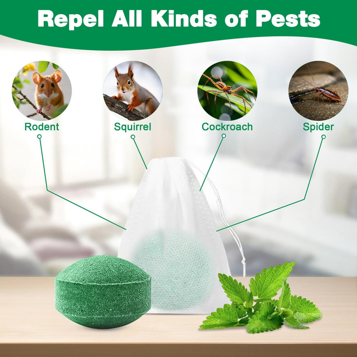 Vamoo 30 Pouches Rodent Repellent Bags, Peppermint Scented Sachets to Keep Mice & Rats Away