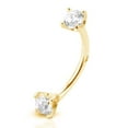 thumbnail image 4 of 14 Karat Gold Curved Barbell 16 Gauge Eyebrow Ring with CZ Gems, 4 of 8