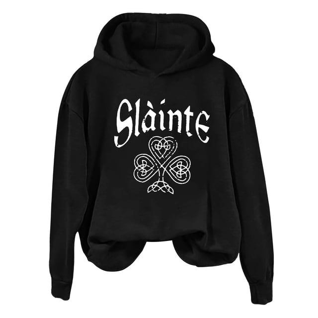 WZXFASHION Letter Print St. Pa’S Day Personality Hooded Sweatshirt Up To 50% Off thermal pullover sweater