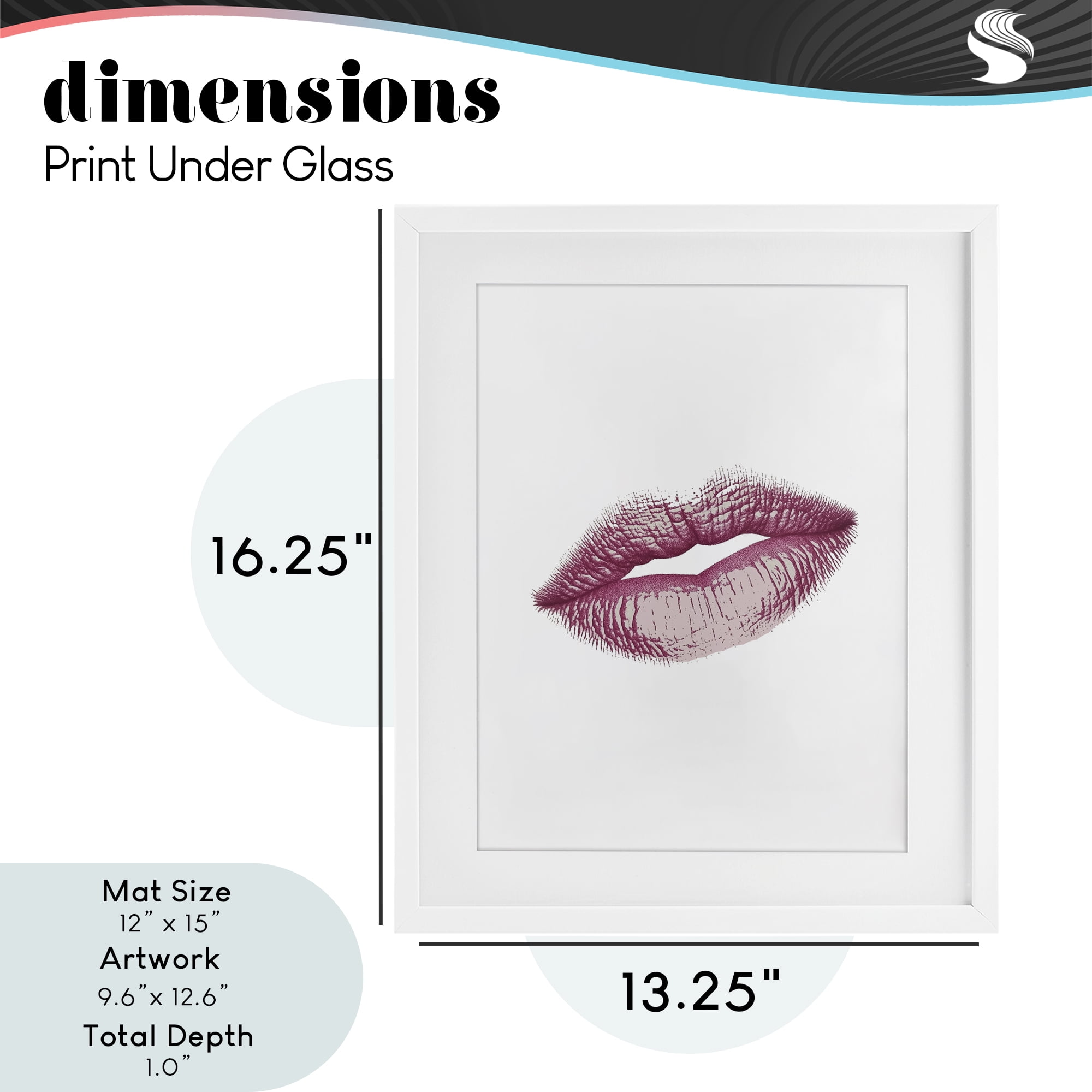 Feminine Pink Lips Glam White Framed Print Under Glass, design by Christine Simpson Art