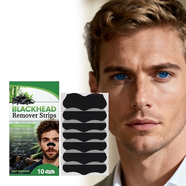 Eliminador de puntos negros (10 tiras con carbón activado) para la eliminación de puntos negros y poros nasales. Solución para todo tipo de piel. Parches nasales para eliminar puntos negros.