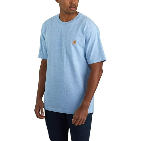 Carhartt Men's Loose Fit Heavyweight Pocket T-Shirt, Short Sleeve, Tall Size Large, Powder Blue Nep