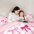 thumbnail image 4 of Manfei Girly Pink Ribbon Bedding Comforter Set 7pcs for Girls, Cute Buffalo Plaid Queen Bedding Sets, Princess Style Reversible Queen Sheet Sets, Super Cozy Room Decor, 4 of 7