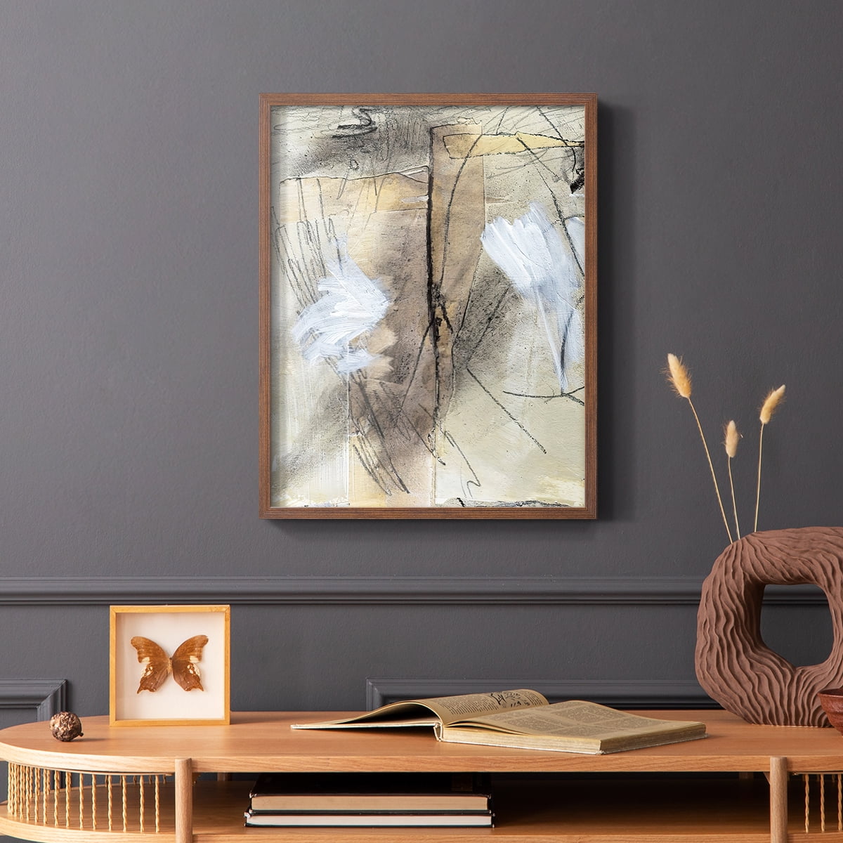 Masked Notes VIII Framed Print in Brown Solid Wood Framed Print No Nail Hanging